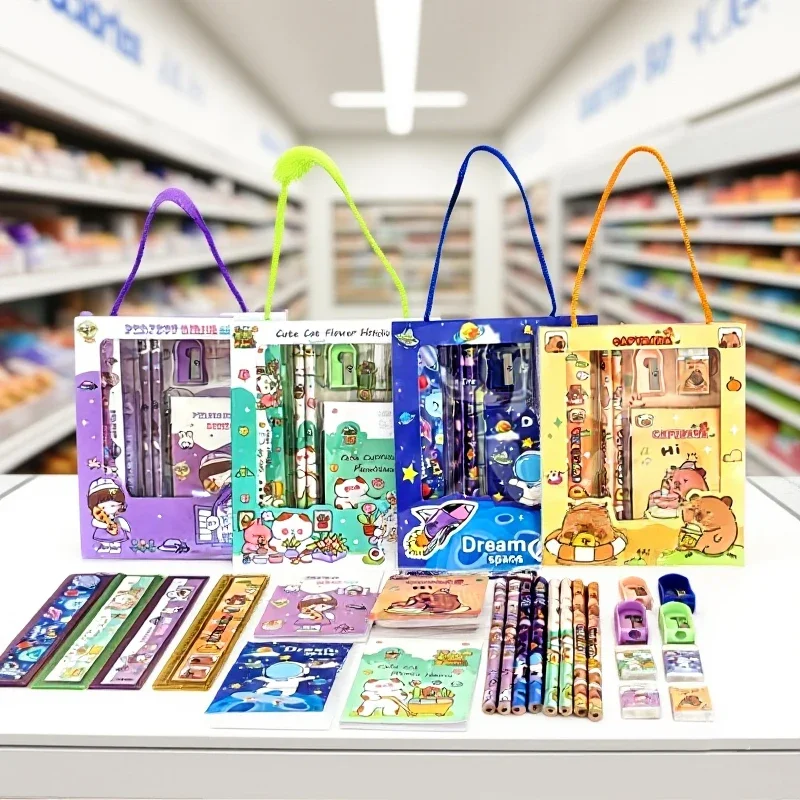 6 قطعة/المجموعة لطيف الكرتون كابيبارا قلم رصاص القرطاسية مجموعة Kawaii ممحاة براية أقلام الأطفال طالب لوازم مكتبية