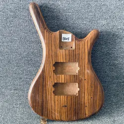 EB118 Natural Solid Wenge Top Solid Mahogany Back Unfinished Electric Bass Body for Active Jazz Bass Replace and DIY