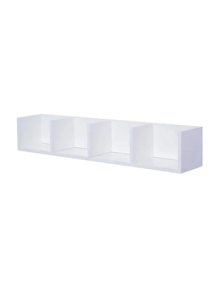 Wall Mount CD DVD Media Storage Rack 4 Cubes Floating Shelf Wooden Organizer Unit Bookshelf White