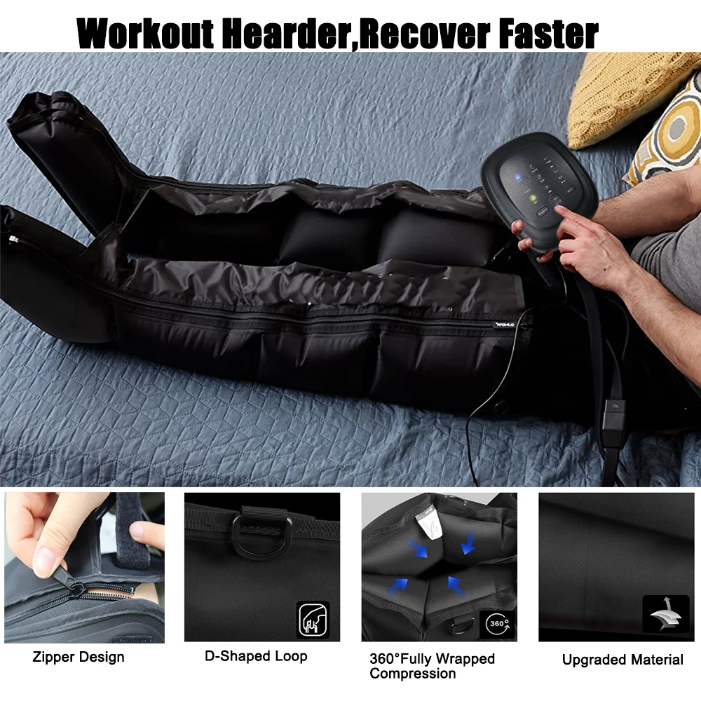 Leg Massager 4 Cavity Air Compression Leg Wraps Foot Ankles Calf Massage Machine Promote Blood Circulation Relieve Pain Fatigue