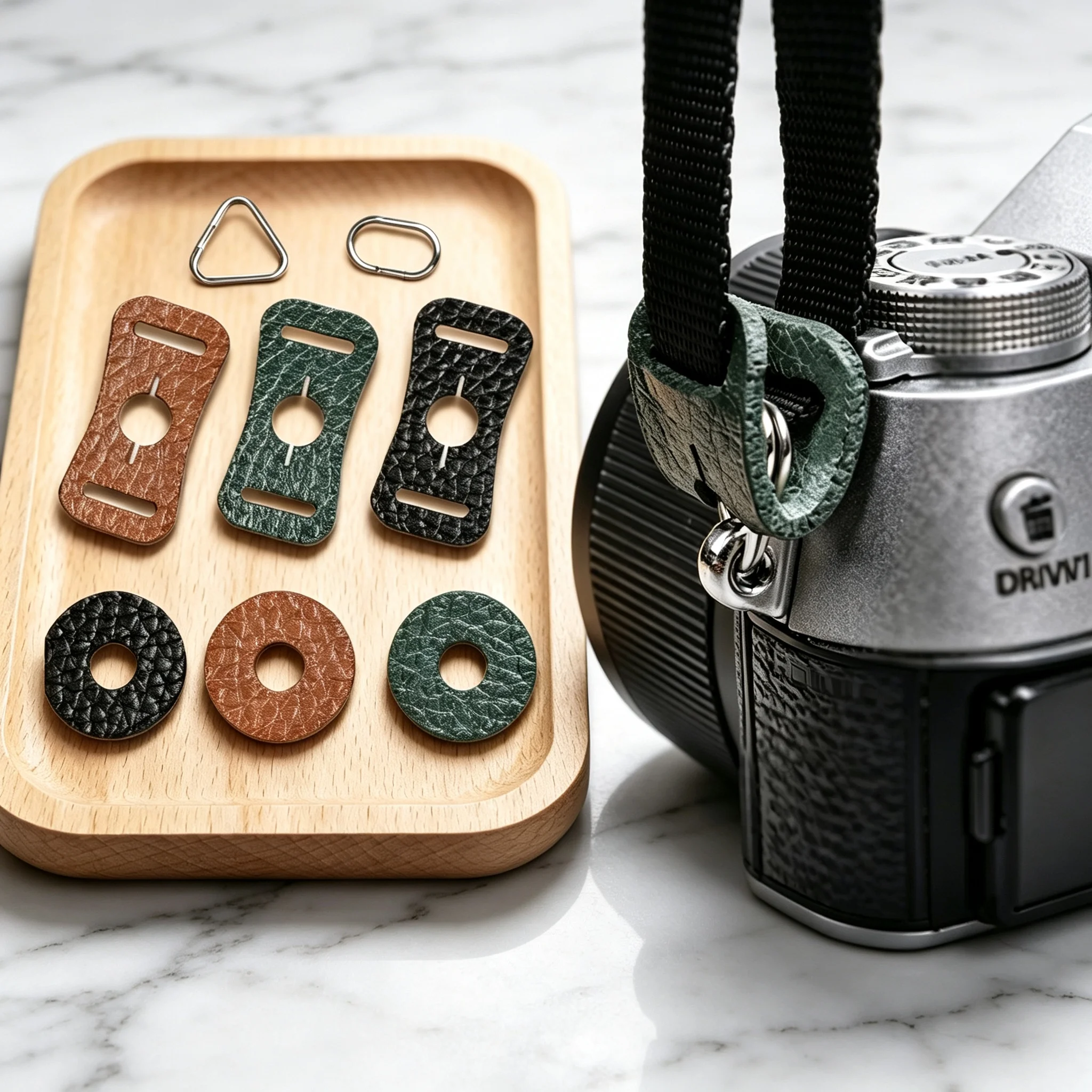 PU Leather Anti-Scratch Protective Pad Gasket With Triangle Split Hook for Camera Shoulder Strap Replacement Fix Parts