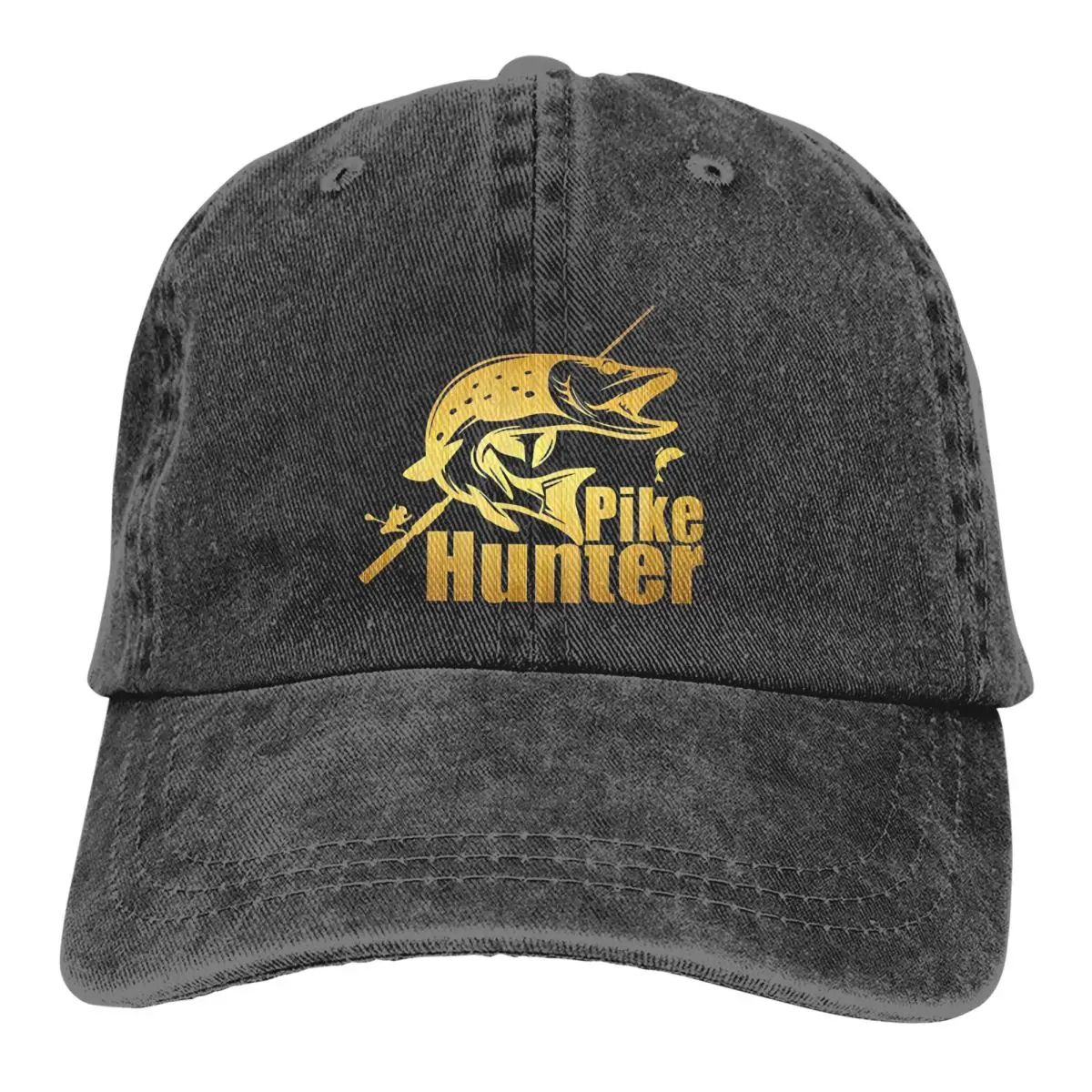 Washed Men's Baseball Cap Pike Hunter Fishing Bite Trucker Snapback Caps Dad Hat Golf Hats