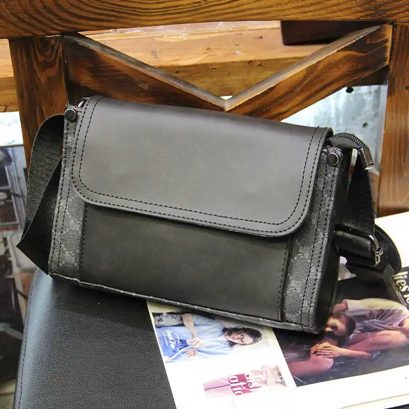 Bolso de hombro a cuadros a la moda para hombre, bandolera de negocios, bolso de mano para hombre, bolso de mano, bolsos cruzados de cuero PU de lujo para hombre