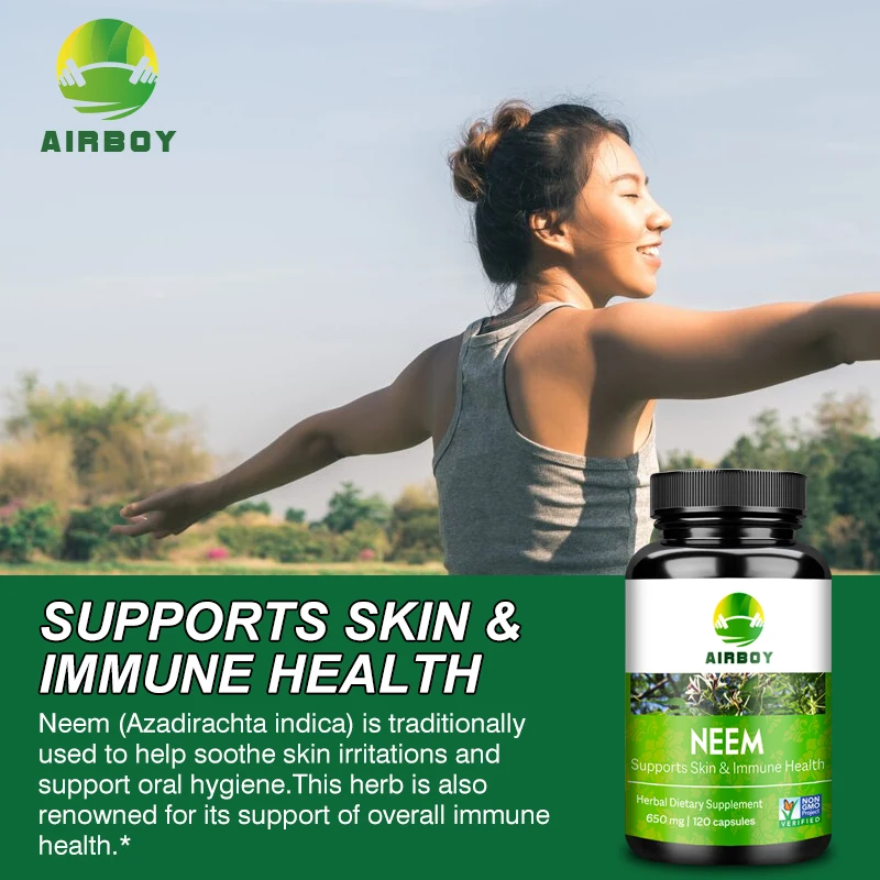 

Organic Neem Supplement - Liver Cleansing, Antioxidant,Maintains Skin's Hydration & Elasticity, Enhances Immunity, Boosts Energy