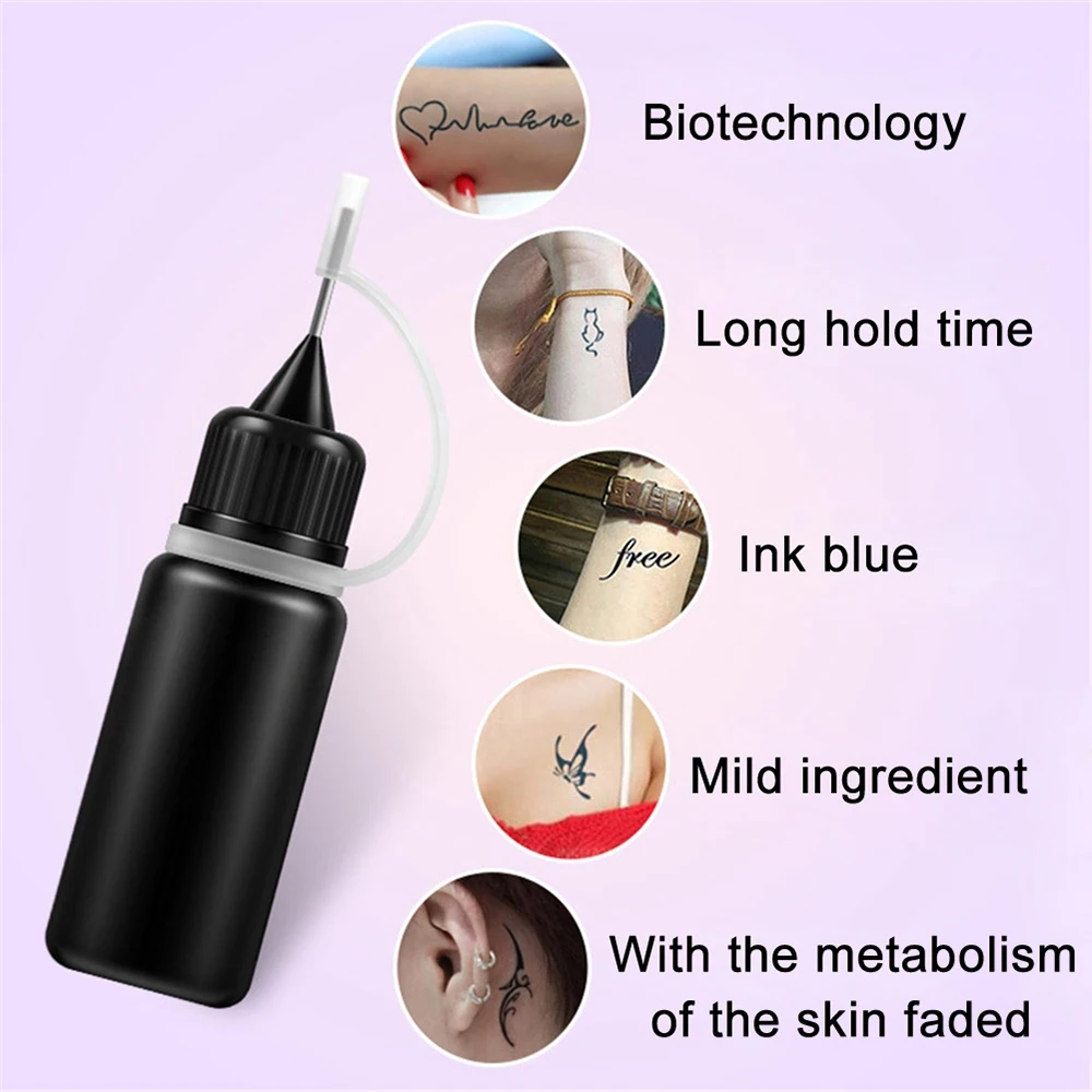 Tinta de Tatuagem Temporária de Longa Duração, Jagua Fruit Gel Ink Orgânica, Sem Produtos Químicos, Sem Álcool, Adesivos Naturais, 10ml, F11