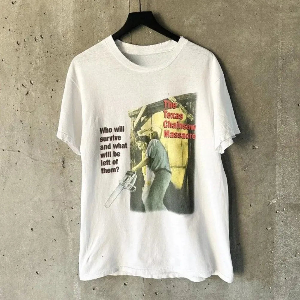 تكساس بالمنشار مذبحة 70s رعب مخيف هالوين متعة فيلم تي شيرت هالوين الرعب قميص فيلم الرعب تي شيرت #3