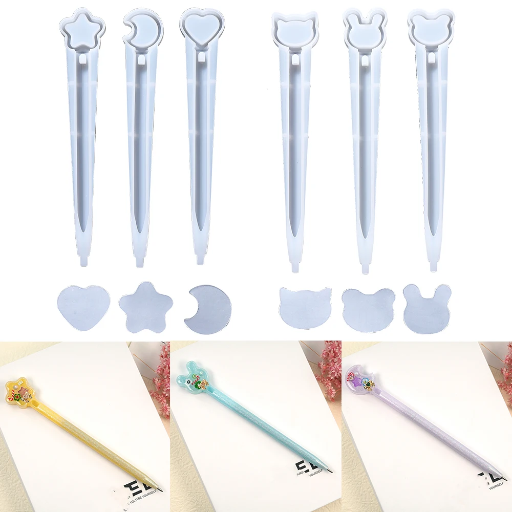 Quicksand Cute Pen Silicone Mold Heart Epoxy Resin Casting Mould for DIY Pen Holder Epoxy Resin Making Crafts Decor