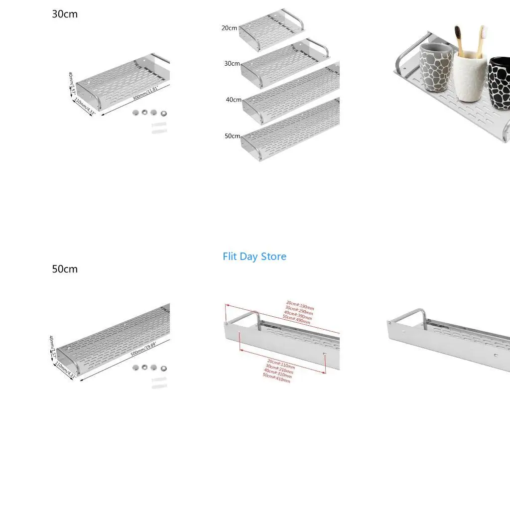 F92C Stainless Steel Kitchen Bathroom Shelf Wall-mounted Storage Rack Single Layer