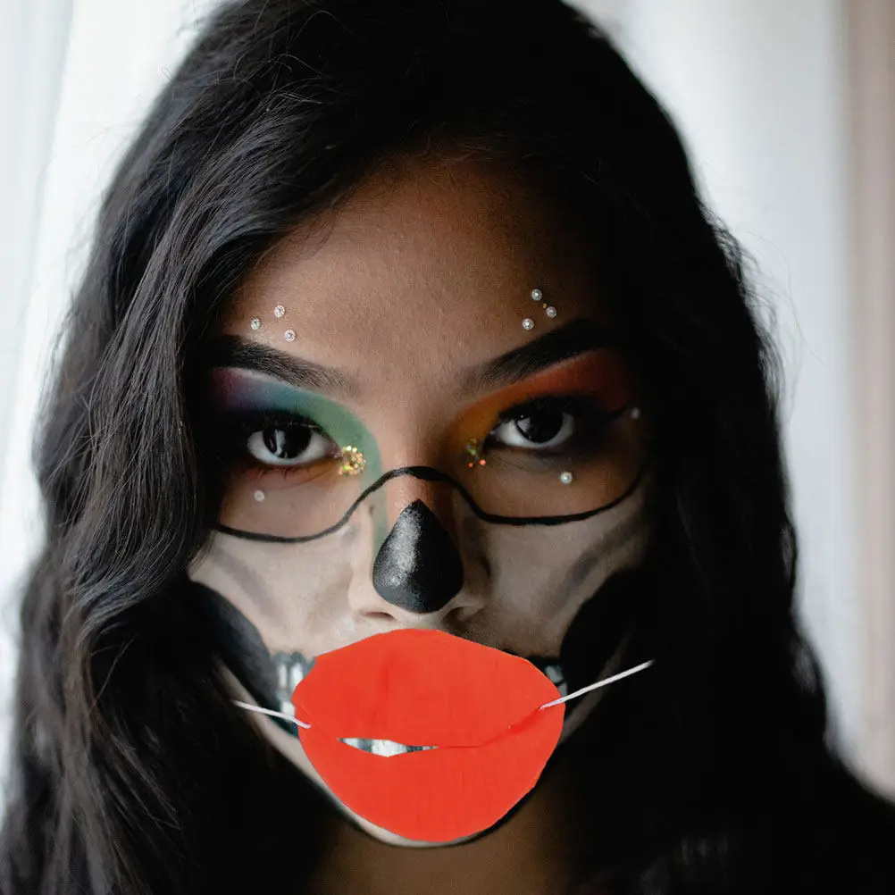 6Pcs Funny Cosplay Props Red Thick Lips Sausage Mouth Big Plastic Mouth Props Party Entertainment April Fools Day Prank Joking