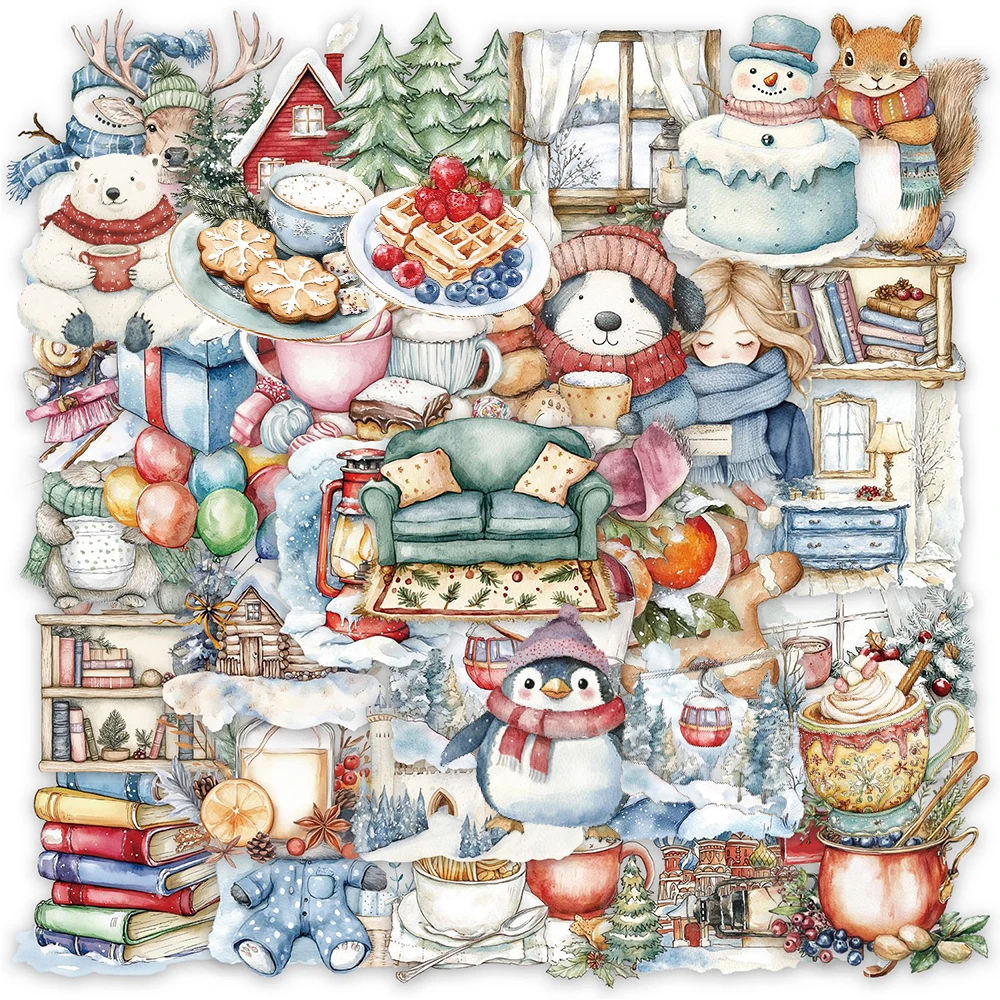 10/30/50 stücke Transparent Nette Winter Weihnachten Aufkleber Ästhetische Schnee Ansicht Aufkleber DIY Notebook Telefon Gitarre Graffiti Aufkleber Spielzeug