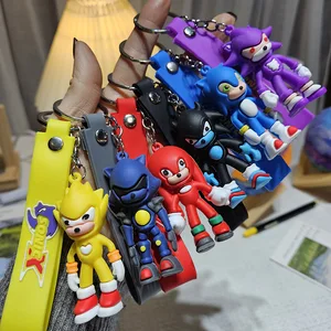 Porte-clés Sonic le Hérisson Porte-clés Dessin animé avec jouet en peluche en résine goutte à goutte pour accessoires de voiture et de sac pour couples 6 meilleurs porte-clés Sonic en vente - No 2