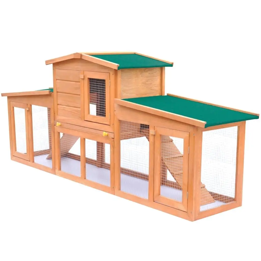 Wooden Large Rabbit Hutch with Roof - Outdoor Small Animal House Pet Cage