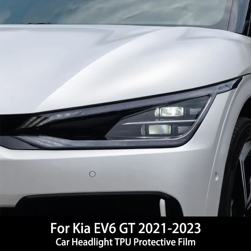 For Kia EV6 GT 2021-2023 Car Headlight TPU Protective Film Pre-Cut PPF Anti-Scratch Smoked Clear Repair Protection Film