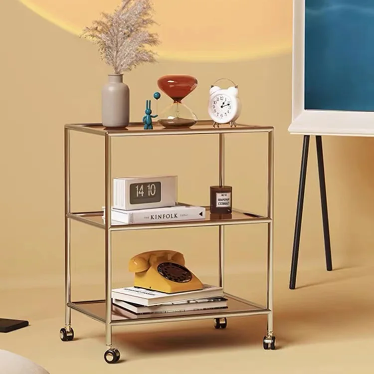 304 stainless steel trolley, tempered glass storage rack, creative living room sofa