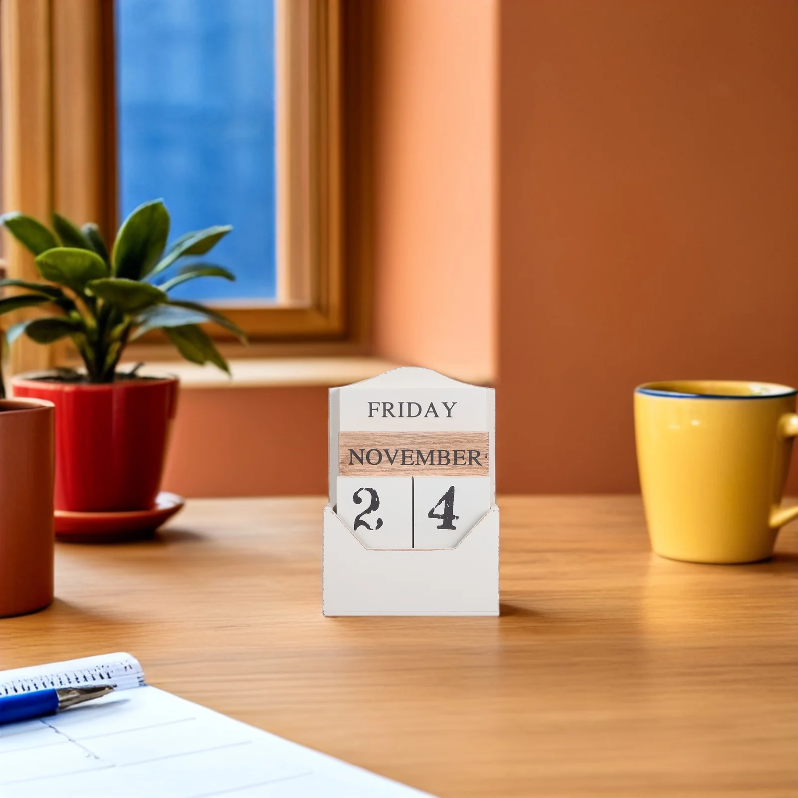 الرجعية كتلة خشبية التقويم الدائم لمكتب المنزل مكتب الفصول الدراسية ديكور الخشب كتلة تاريخ عرض دليل مكعب التقويم #3