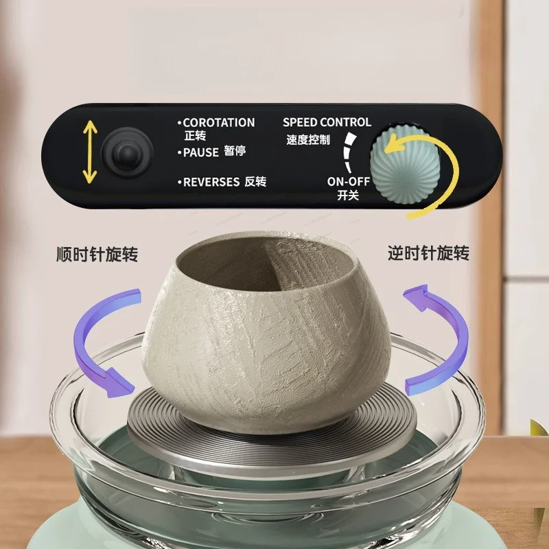 Stepless Speed Electric Non‑Firing Pottery Wheel, DIY Handmade Equipment for Kids Adults, Home Teaching Pottery Tool
