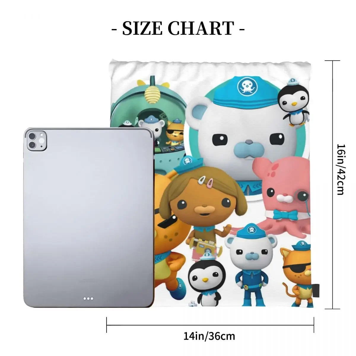 Kid Kwazii The Octonauts Backpacks Casual Portable Drawstring Bags Drawstring Bundle Pocket Sundries Bag BookBag For Travel