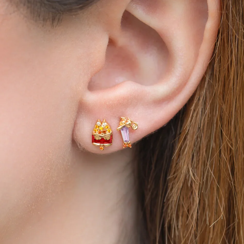 New ins Cute Exquisite Cartoon Character zircone orecchini Set per le donne Girl Fashion Colorful zircone Stud Earring Jewelry