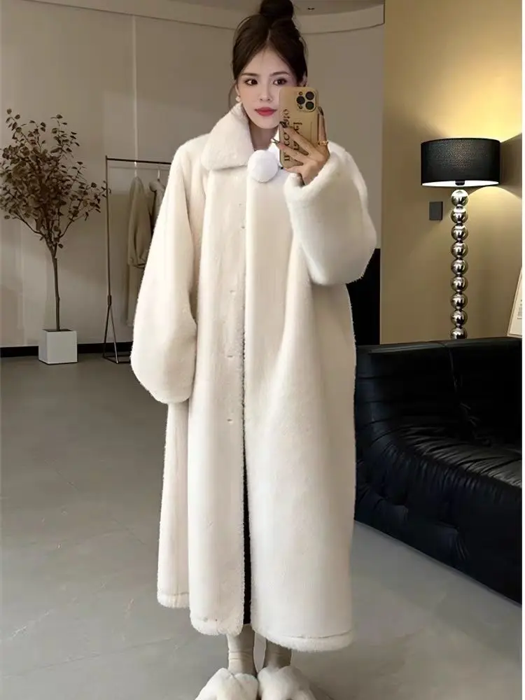 Faux Fur Maxi Coat Coats Womens Peluche Notch-Lapel Evening Senior Premium Overcoats Chunky Crystal Lavender Motorcycle Fancy OL
