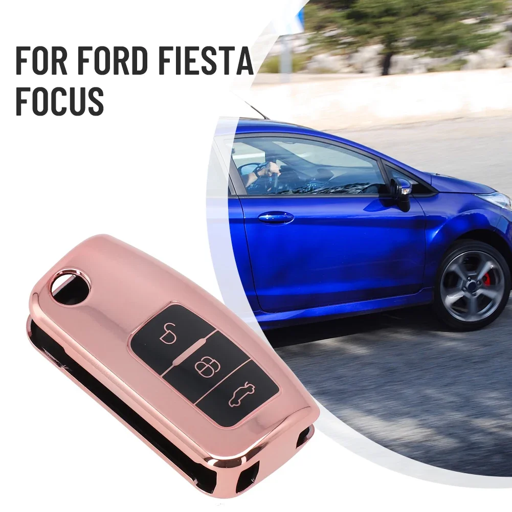 Key Key Chain Parts Protective For Ford Fiesta Focus Remote Replacement Replaces Rose Gold 3 Button Accessory Car Case