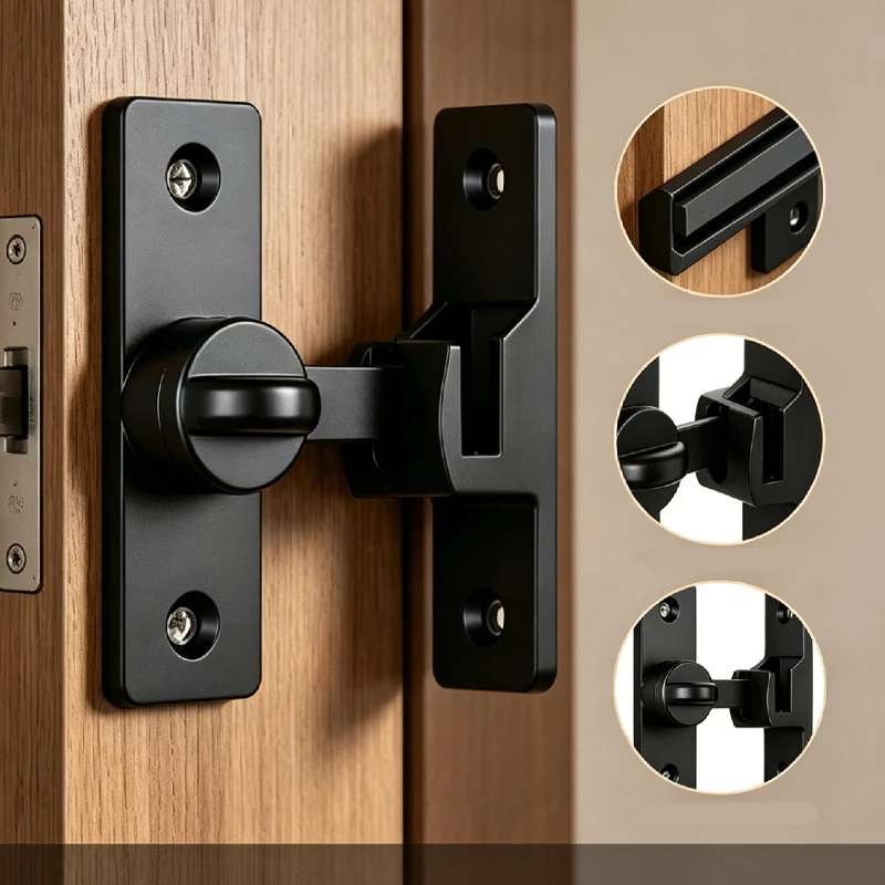 90/180 Degree Flip Door Lock Home Security Sliding Door Latch Small Gate Latches Hardware Anti-theft Lock Zinc Alloy Door Bolts