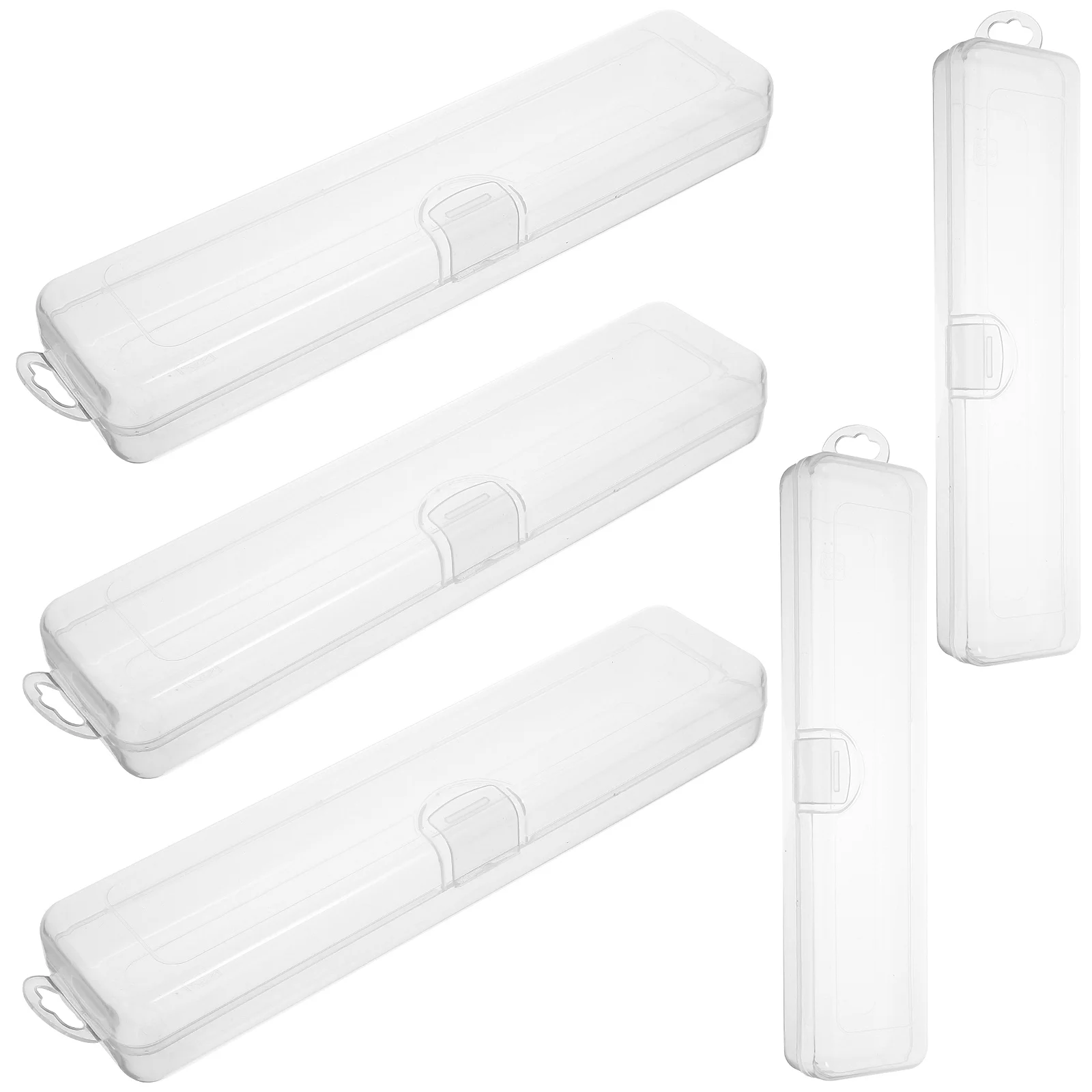 

5 Pcs Transparent Makeup Brush Storage Box Toothbrush Case Travel Holder Large Capacity PP Material Straw ganizer