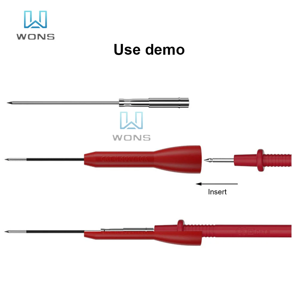 Igła do przekłuwania nieniszcząca średnica 1mm sonda ze stali nierdzewnej kotka II 600V/10A sondy pomiarowe szpilki do przewody pomiarowe multimetru
