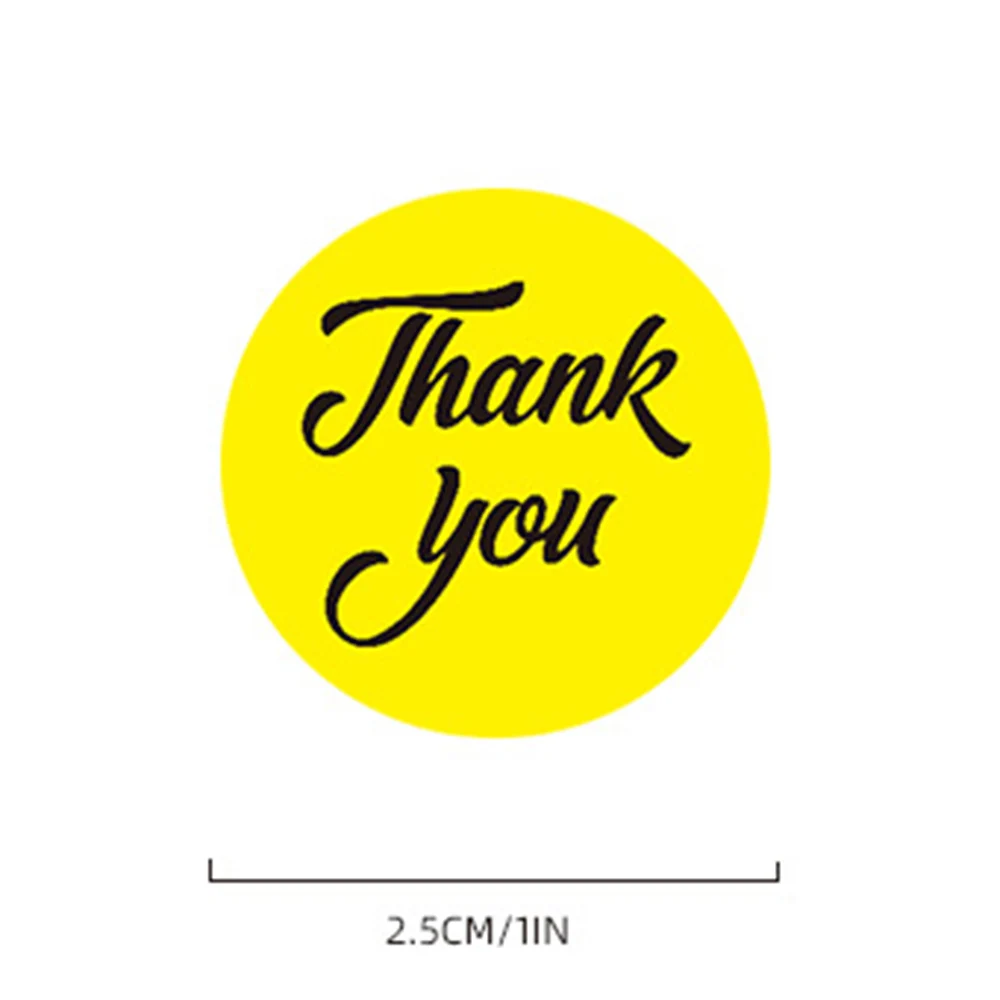 50-500pcs 2.5cm Yellow Thank You Stickers Seal Labels Gift Packaging Stickers Wedding Birthday Party Offer Stationery Sticker