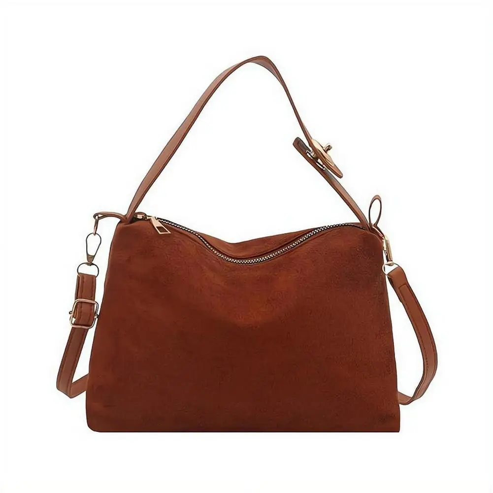 Vintage Wildleder-Handtasche, Retro Matte Unterarmtasche für Damen, Vielseitige Einzel-Schultertasche, Lässige Crossbody-Tasche – Detail 3