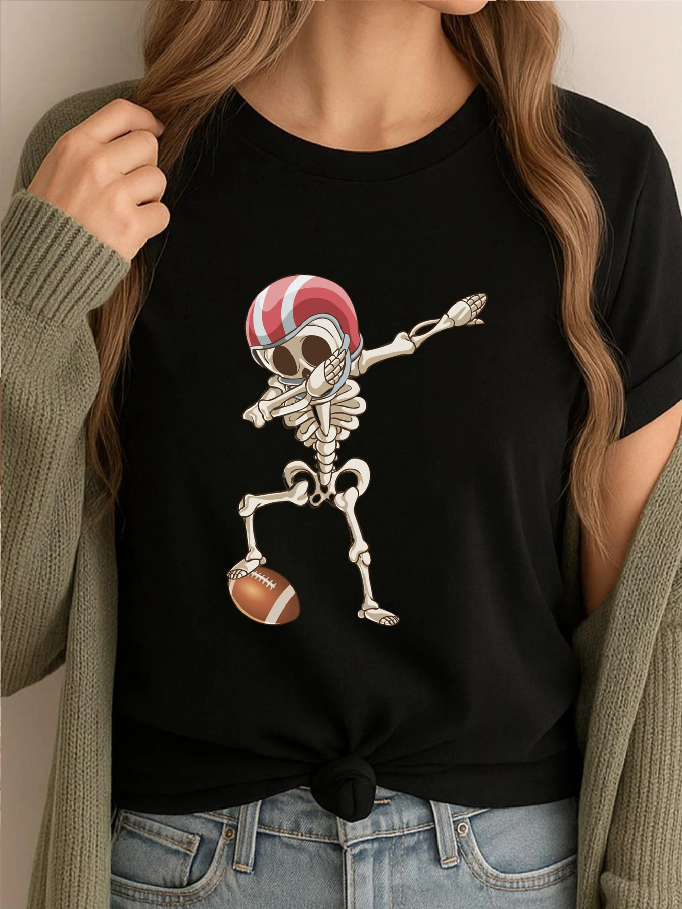 

Футболки с графическим рисунком, милая футболка большого размера со скелетом, забавные футболки, крутая модная уличная одежда с принтом