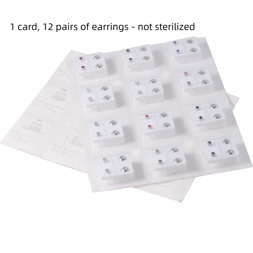 3mm/4mm TOP Ear Piercing Tool Kit Stars Stainless Steel Rhinestone Stud Earrings Rhinestone Inlay Minimalist Ear Piercing Tool