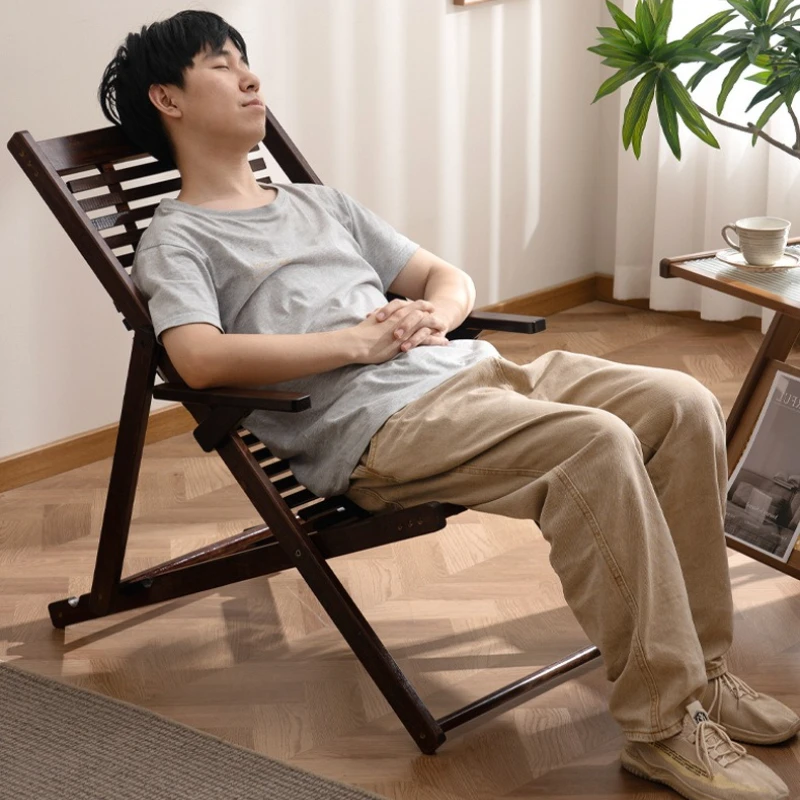 

Installation-free recliner folding lunch break Sitting and reclining Bamboo sleeper chair Strong and durable Lazy balcony