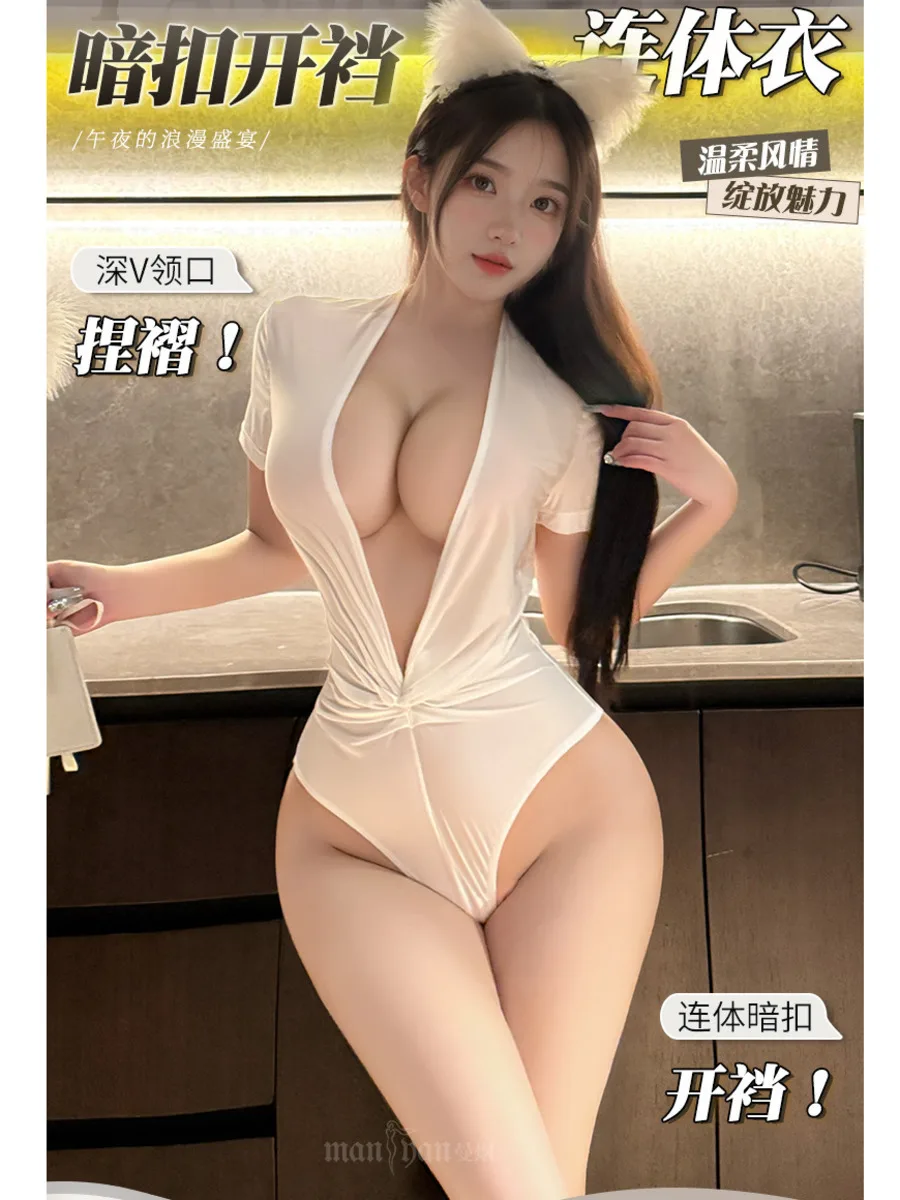 

Сексуальные женские плиссированные с коротким рукавом, однотонные, с глубоким V-образным вырезом, боди с открытой промежностью, пижамы, женские комбинезоны, одежда 1DV5