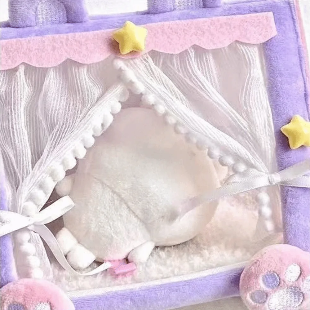 

Pink&purple Tent Bed Desktop Ornament Cartoon 3D Ear Dollhouse Furniture Tent Photo Props Playing House House Accessories Gift