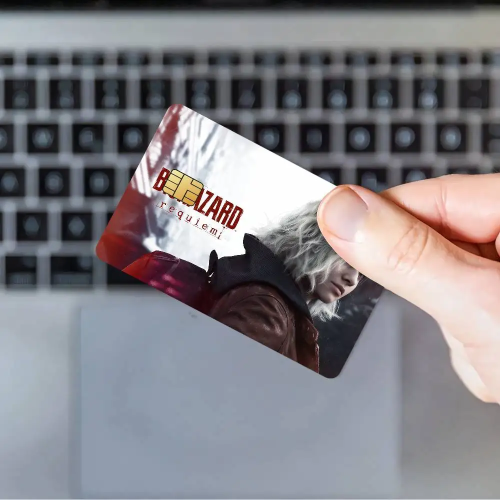 Game R-Resident Evil Requiem Bank Credit Cards Bus Pass Stickers Cool Decoration Waterproof 4PCS Card