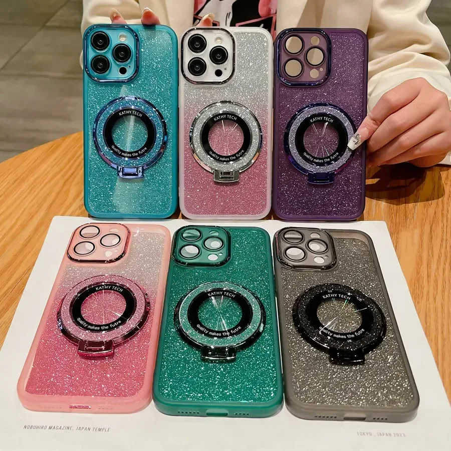 For Xiaomi 14T Pro 14 T Ring Holder Glitter TPU Lens Protector Case for Xiaomi Mi14T Pro 13T 12T Pro 14 Civi Soft Silicone Cover