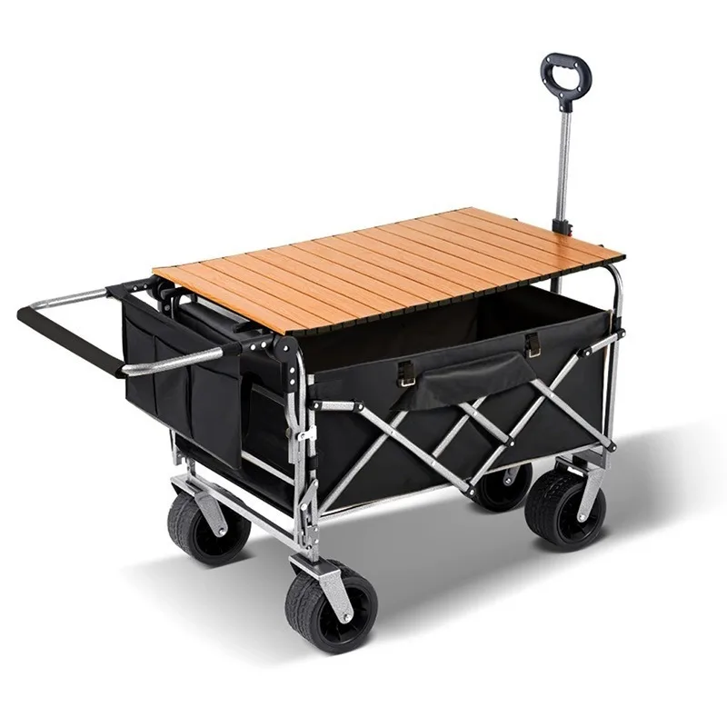 Extended Folding Camping Cart Integrated Pull Push Design Portable Outdoor Picnic Camping Trolley Wagon