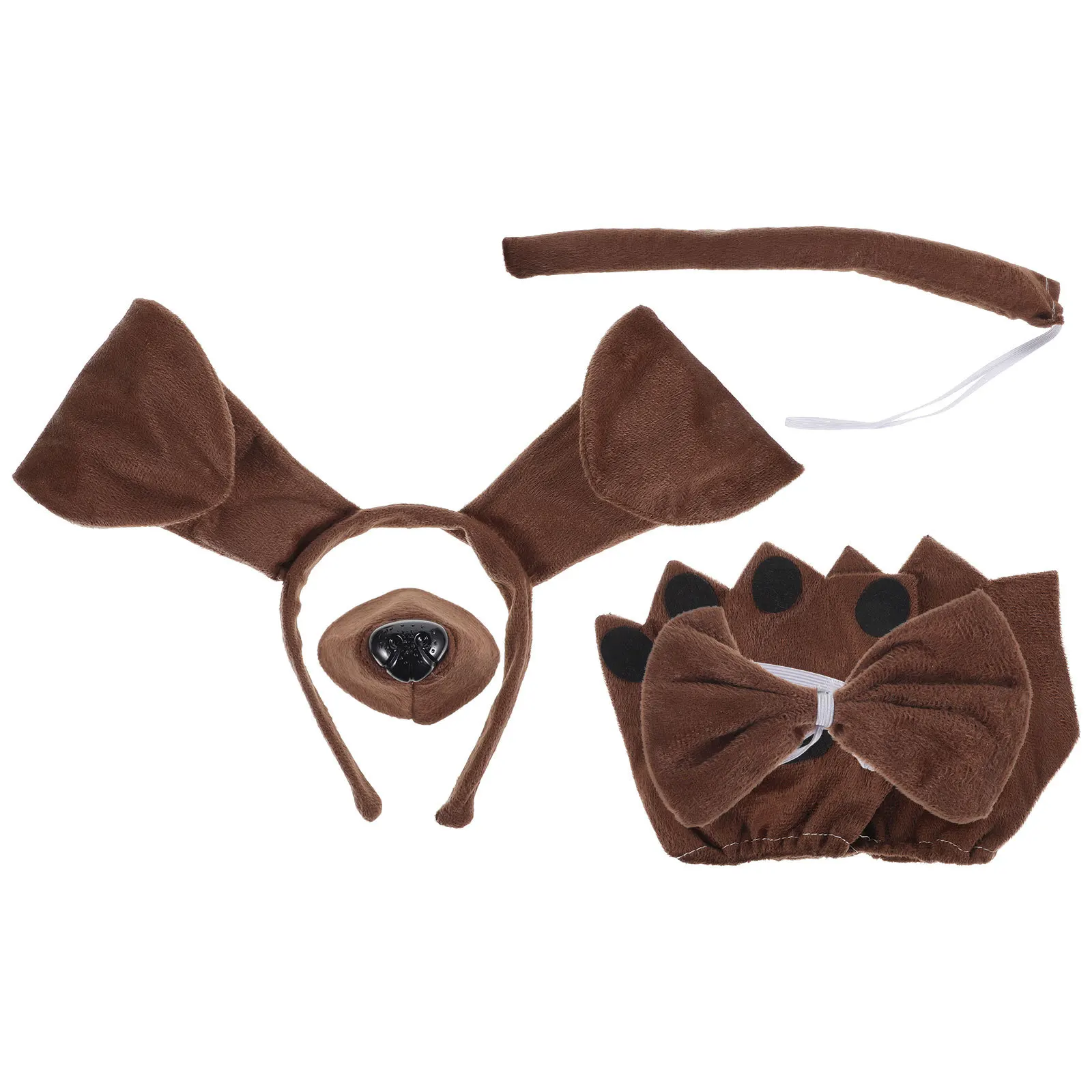 

1Set Dachshund Dog Costume Set Kids Costume Lightweight Comfortable ABS Polyester Party Cosplay Puppy Headwear Tail Accessories