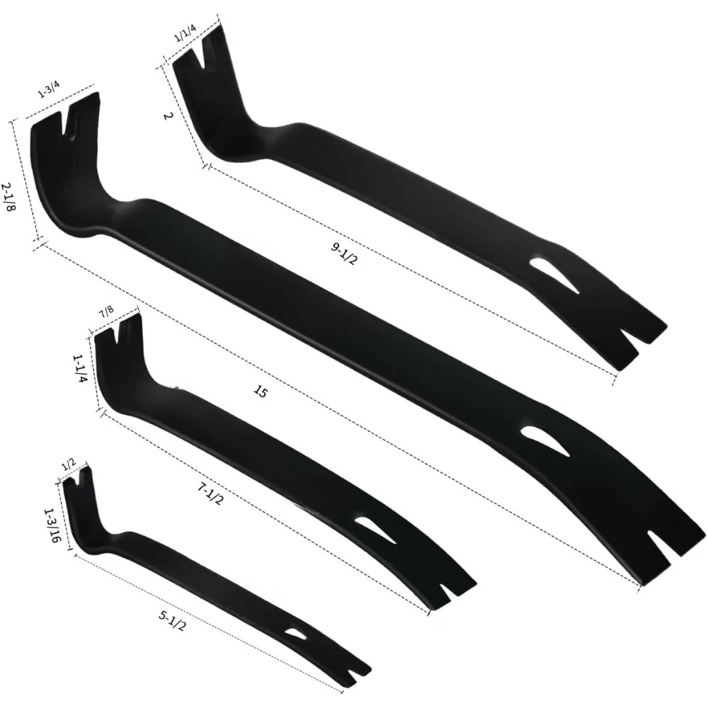 4 pack flat pry bar set mini nail puller pry bar, practical heavy claw bar, high carbon steel crowbar woodworking tools
