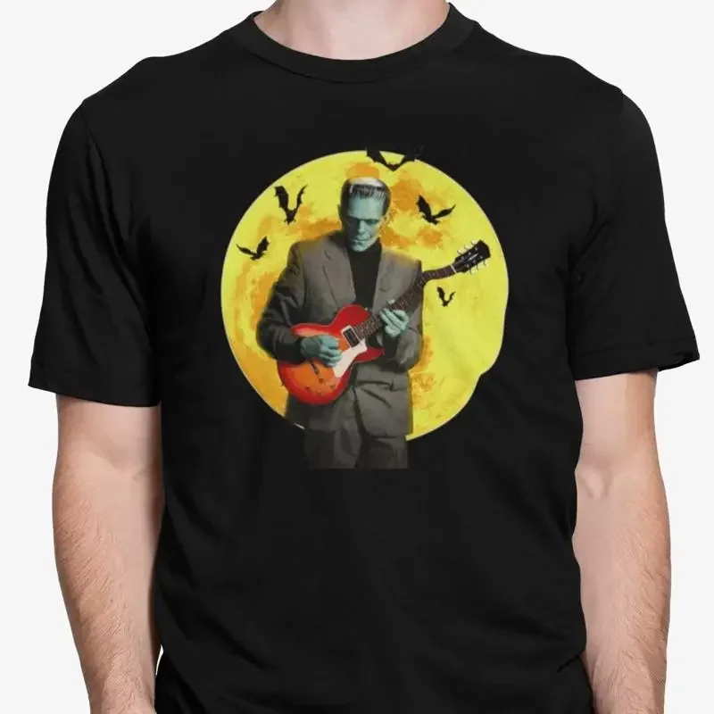 Funny Frankenstein Playing Guitar Halloween T Shirt Rock Roll Music Lover