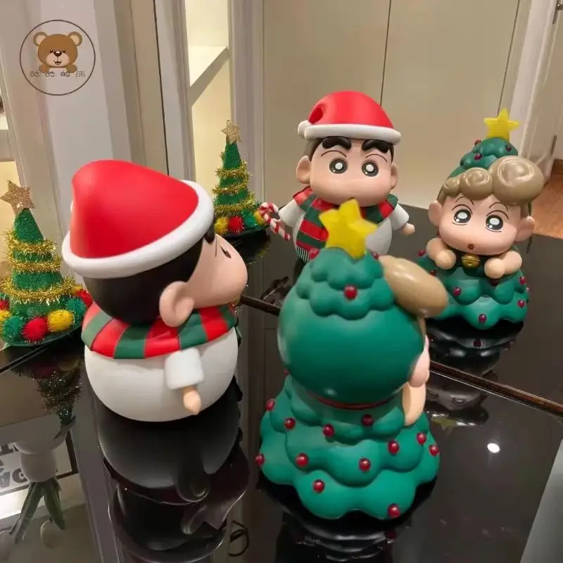 Crayon Shin-Chan Christmas Snowman Christmas Tree Shin-Chan Himawari Figures Cute Doll Decoration Children Toy Birthday Gifts