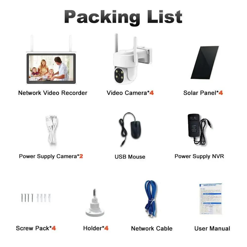 لوحة طاقة شمسية لاسلكية HD 4MP IP طقم كاميرا واي فاي ذكية مع اتصال واي فاي 10 بوصة PIR كشف الإنسان كاميرا Ptz الشمسية #5