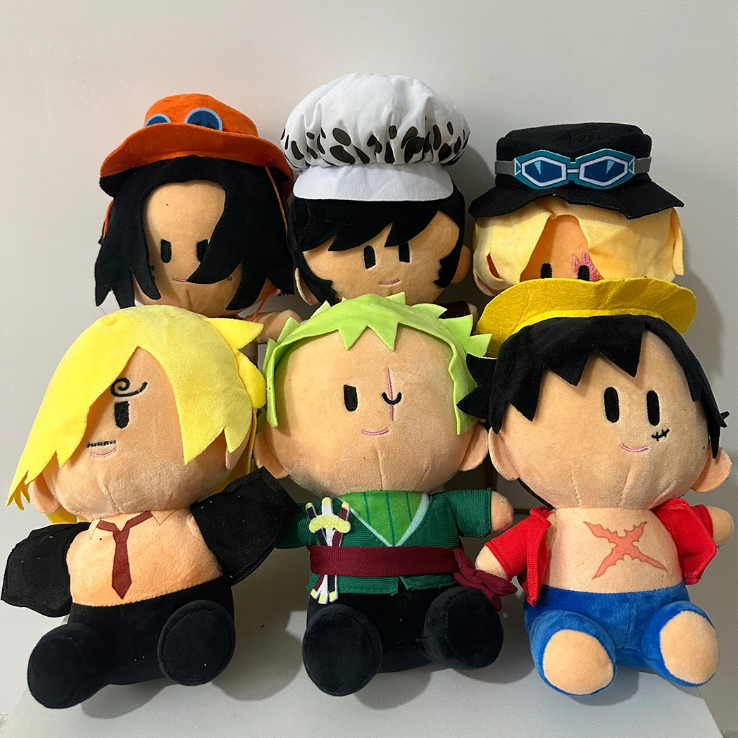 Anime japonês Character Doll Padding para crianças, One Piece Plush Toy, bonito presente bonito, Luffy, Zoro, Ace, Sabo, Sanji, 20cm, clássico