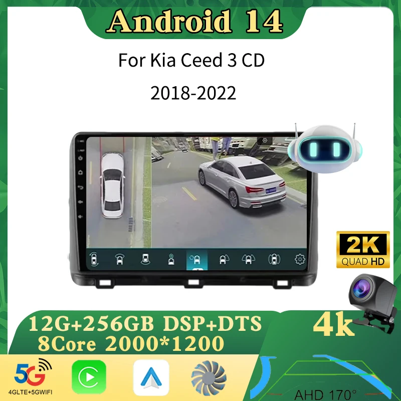 

Android 14 Car Radio For Kia Ceed 3 CD 2018 - 2022 Multimedia Video Player Navigation GPS Stereo Head Unit Carplay Auto WIFI 4G