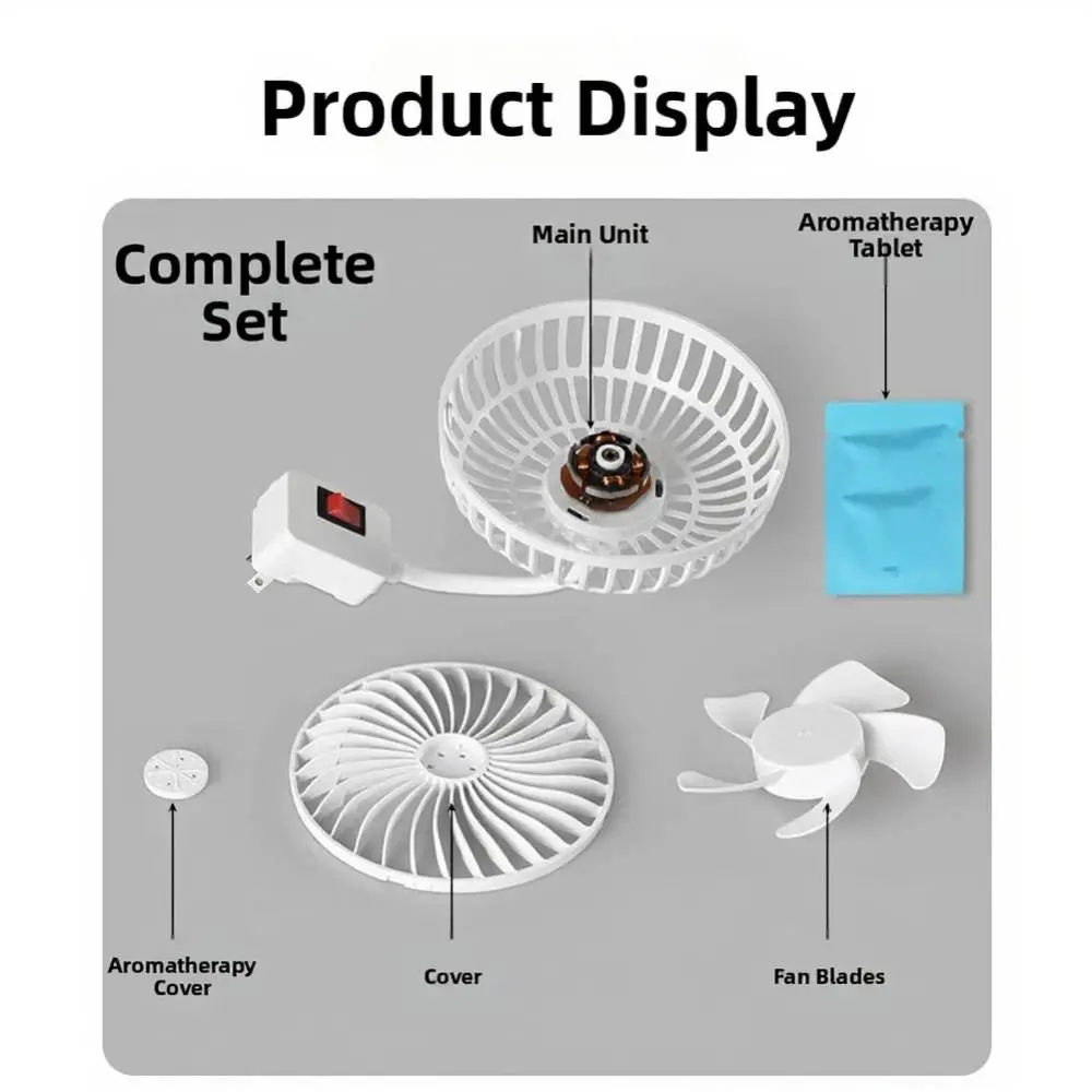 Portable 360 Rotatable Fan with Safety Cover Low Noise UK Plug Fan Energy Saving EU Plug Wall Fan for Kitchen Bathroom Dorm