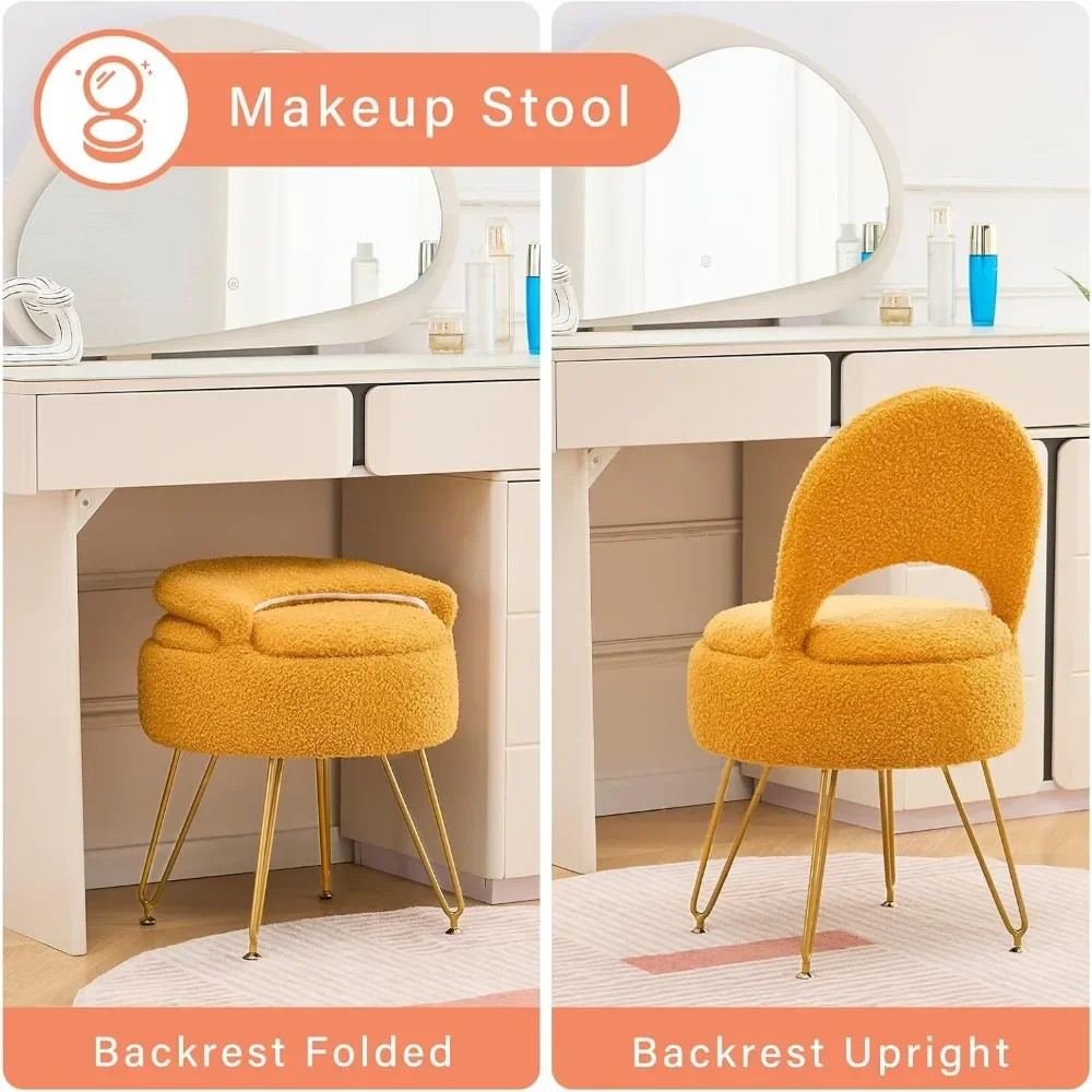 Simple fabric soft bag dressing chair, foldable leisure chair, women's bedroom dressing stool, flip storage stool, footstool