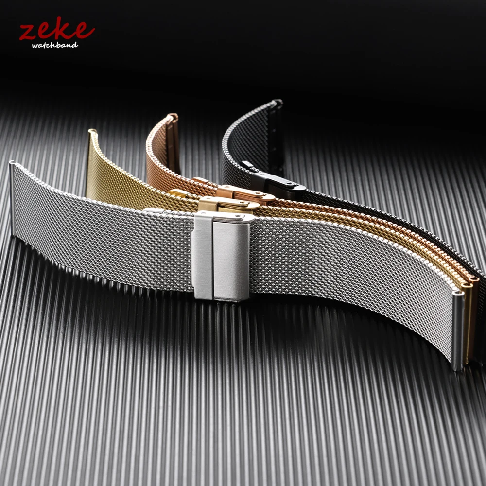 Быстросъемный миланский ремешок 10 мм, 12 мм, 14 мм, 16 мм, 17 мм, 18 мм, 19 мм, 20 мм, 21 мм, 22 мм, 24 мм, универсальный браслет из нержавеющей стали с сеткой 0,6