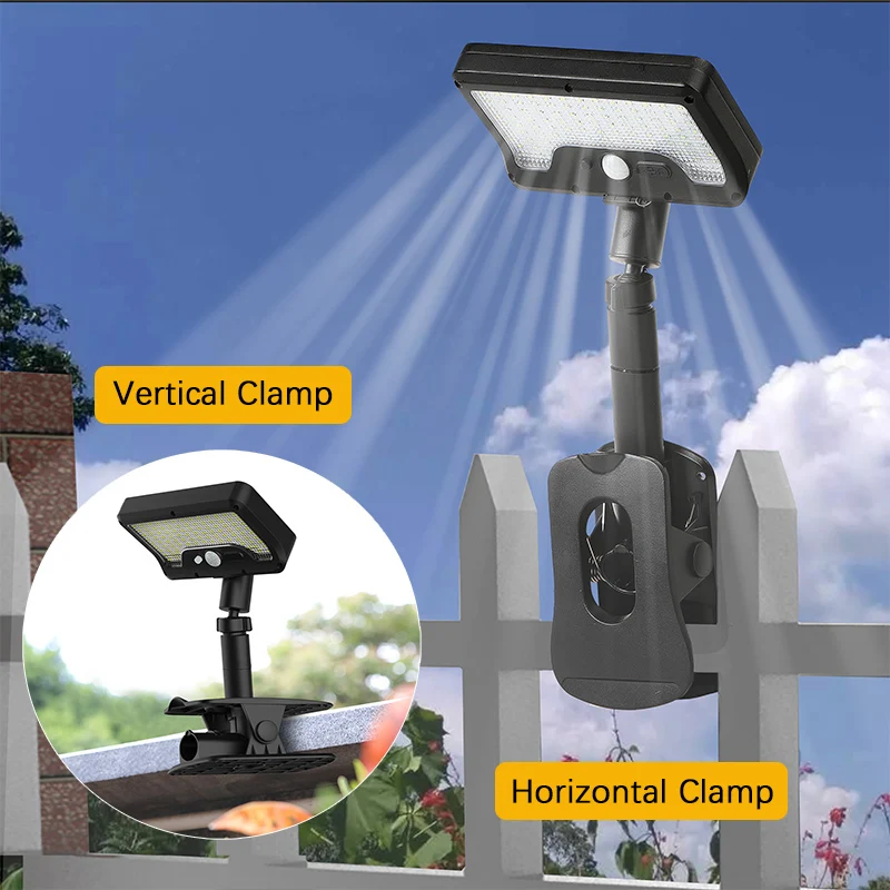 92 LED Solar Clip-on Motion Sensor Lights, LED Street Light, IP65 Waterproof Wall Lamp, for Camping Garden Yard Tent Patio Outdo image 2