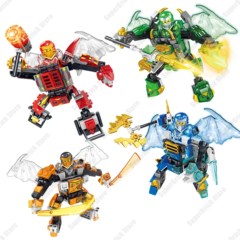 2023 Ninja Mini Action Figures Mech Building Blocks Kits Classics Characters Kai Jay Lloyd Cole Model Bricks Sets Toy Kids Gifts