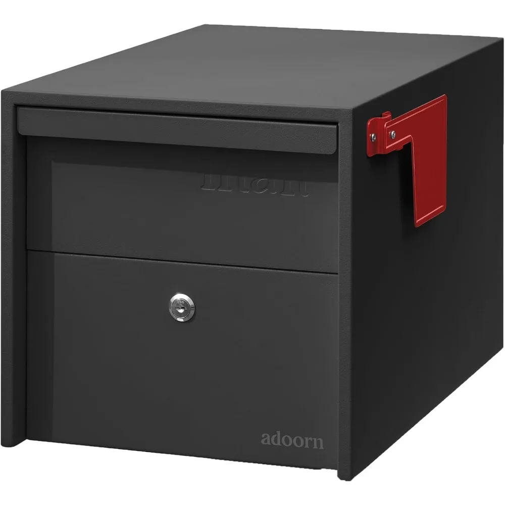 

Безопасный почтовый ящик черного цвета — компактный размер 12x12x18,5, с противоугонным замком и 2 ключами, современный дизайн